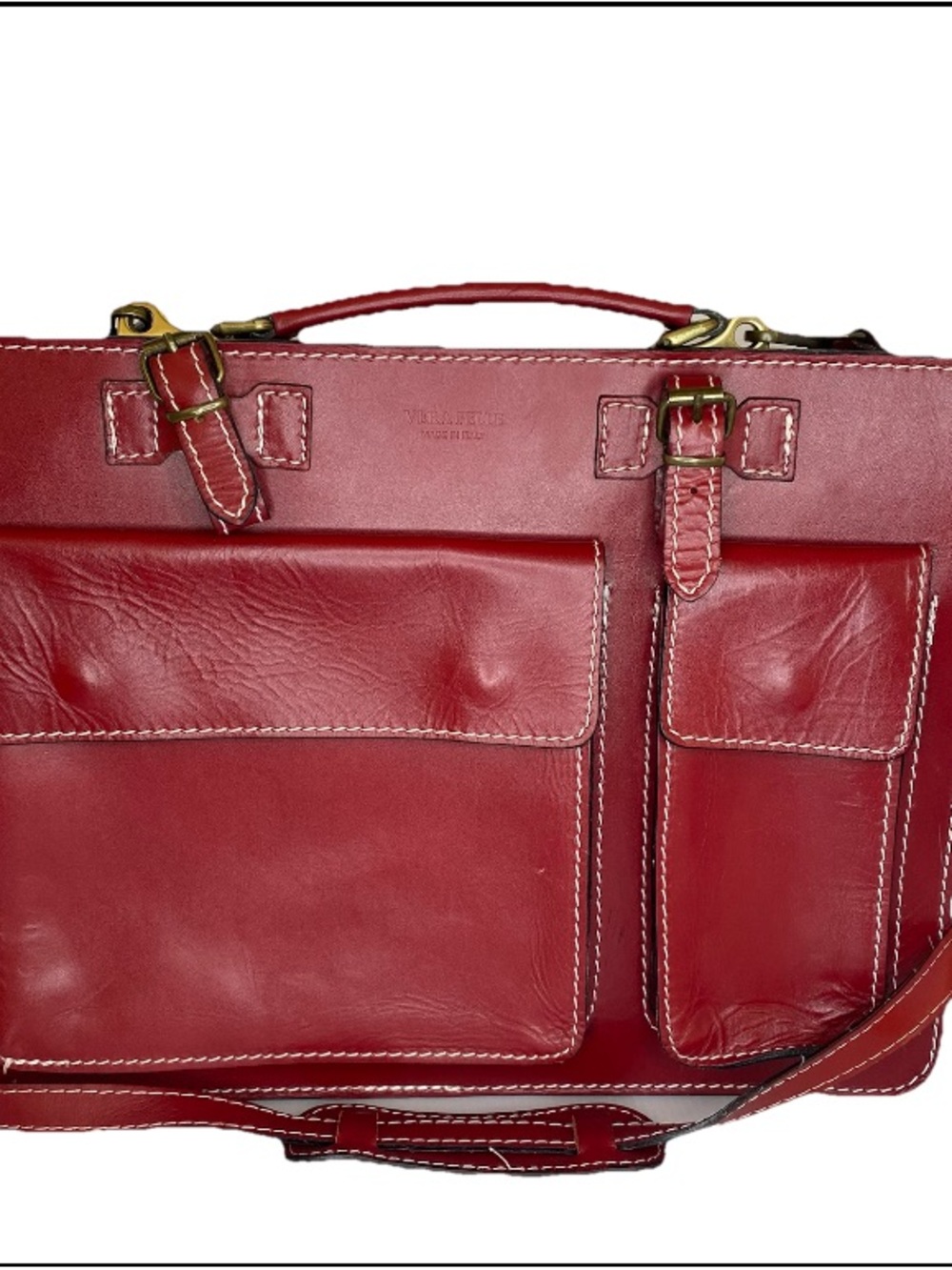 Italian Leather Briefcase Oxblood Red Slim Laptop Bag Made in Italy